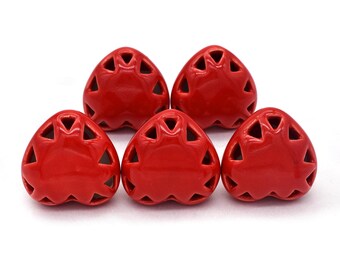 Red Heart Shaped Ceramic Knobs: Red Accent Hardware(Set of 1 Knob)