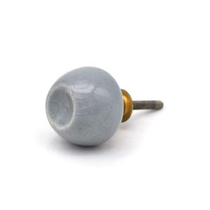Gray Ceramic Cabinet Knob: Hand-Painted Round Drawer Pull