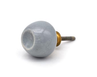 Grijze keramische kastknop: handgeschilderde ronde ladeknop (set van 1 knop)