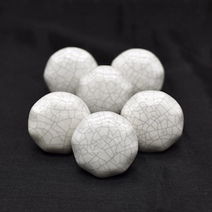 Hand-Painted Ceramic Cabinet Knob: Gray & White Round Handle