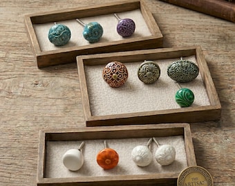 Maniglie decorative in ceramica dipinte a mano, uniche nel loro genere, per cassetti e comò in stile boho (set da 1 pomello)