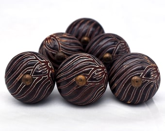 Door Pull Knob: Brown Wooden Ceramic Handle for Furniture Drawer(Set of 1 Knob)