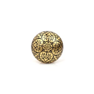 Handcrafted Antique Gold and Black Floral Brass Knob - Elegant Botanical Decorative Cabinet Pull for Dresser Drawers (Set of 1 Knob)