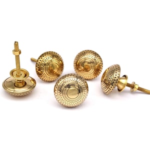 Golden Knobs Handmade Gold Finished Classic Brass Door Knobs for Cabinets,  Drawers, Wardrobes and Kitchen Cupboards, Furniture Knobs Art