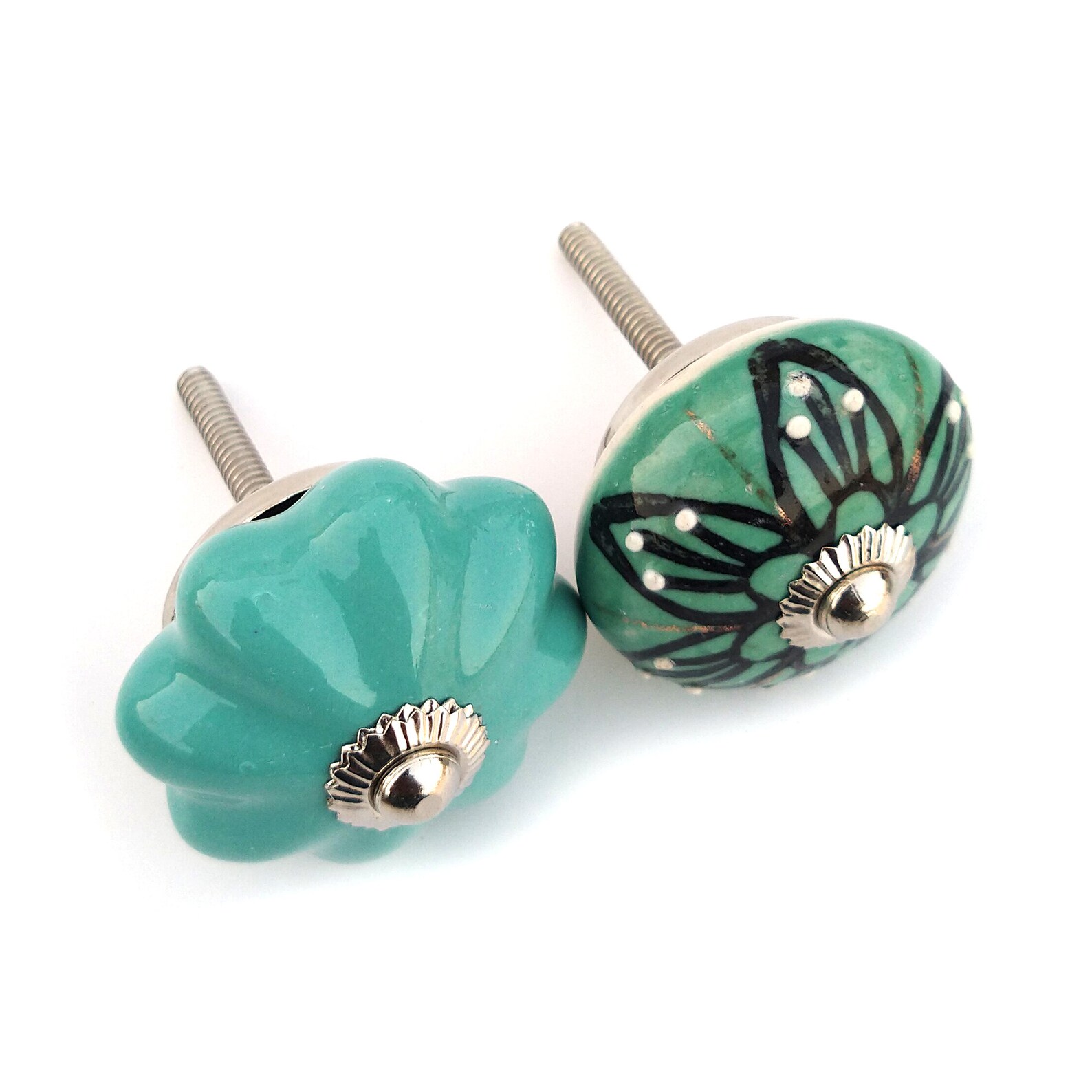 Green and White Knobs for Drawers and Available in Etsy