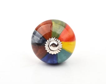 Hand-Painted Ceramic Drawer Knob: Colorful Nursery Decor, 4cm(Set of 1 Knob)