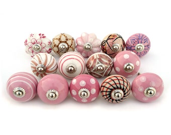 roze en witte ladeknoppen en kleurrijke deurknop in ander ontwerp (set van 1 knop)