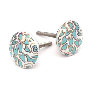 Ocean flower green ceramic knob drawer pulls for your drawers, cabinets, dressers, furniture&#39;s