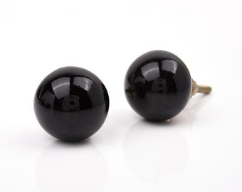 Minimalist Matte Black Ceramic Spherical Knob (Set of 1 Knob)