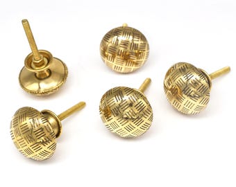 Brass Drawer Knob Round Gold Finish, Antique Shabby Chic Cabinet Hardware(Set of 1 Knob)