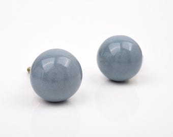 Grey Ceramic Knob, Modern Dresser Hardware, Solid Color Cabinet Accent
