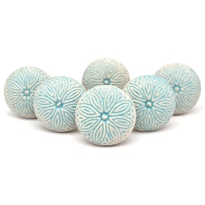 Pomello in ceramica blu e bianca: grande pomello rotondo dipinto a mano per mobili (set da 1 pomello)