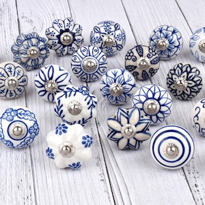 Mandala blue and white ceramic drawer knob mosaic cabinet knob wardrobe handle cabinet handle pulls