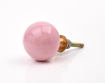 Pastel Pink Ceramic Spherical Modern Solid Color Cabinet Pull for Contemporary Dresser Drawers (Set of 1 Knob)