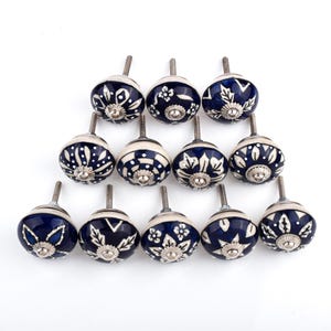 Blue Ceramic Drawer Pulls Knobs Kitchen Cabinet Door Handle Drawer Knobs Hardware Knobs Handmade Knobs Cabinet Knobs Ceramic Door knobs