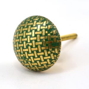 Brass Cabinet Knob, Vintage Gold & Green Drawer Pull(Set of 1 Knob)