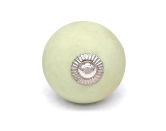 Green Ceramic Cabinet Knob, Vintage Kitchen Hardware(Set of 1 Knob)