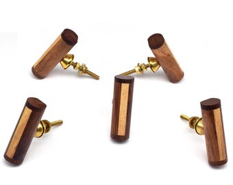 Cylindrical Wood and Resin Cabinet Knob: Rustic Furniture Hardware(Set of 1 Knob)