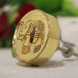 Elephant Knob Brass Gold Hand Carved Cabinet Knob(Set of 1 Knob)