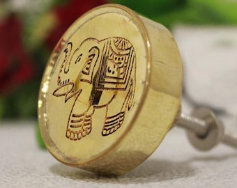 Gałka do szafki z mosiądzu i złota, rzeźbiona ręcznie (zestaw 1 gałki)