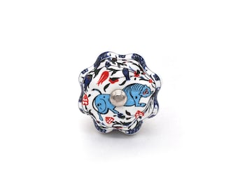 Ceramic Knobs Pumpkin Shape: Handmade Multicolor Blue Green Red Drawer Pulls(Set of 1 Knob)