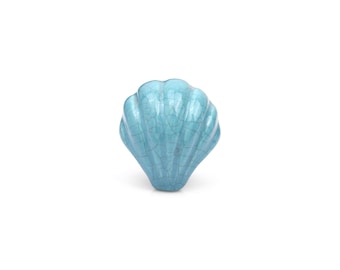 Handcrafted Aqua Turquoise Sea Shell Ceramic Knob (Set of 1 Knob)