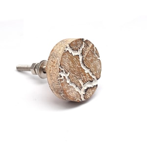 Wood Inlaid Bone Resin Knob: Round Cabinet Drawer Pull