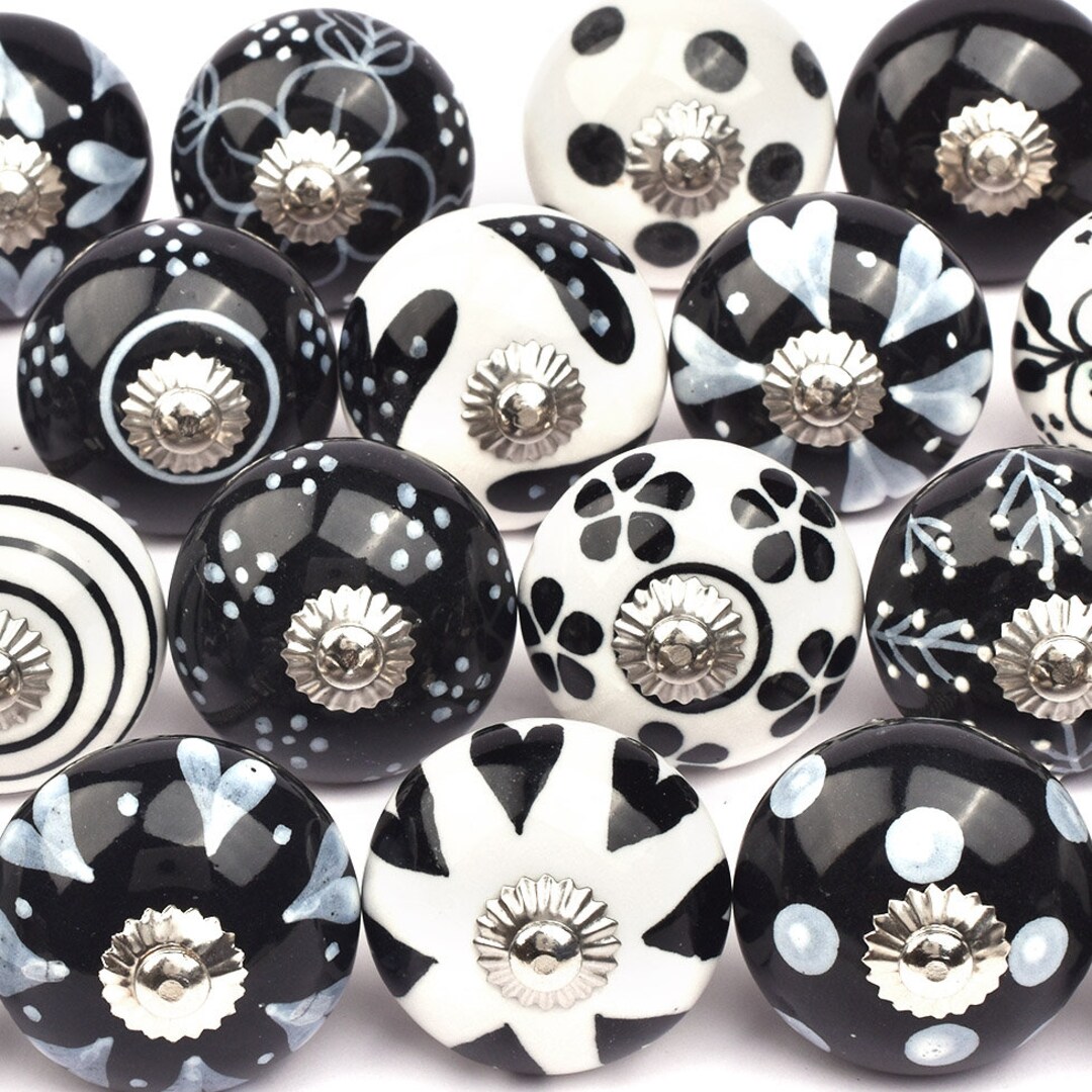 Select Your Knob, Black and White Color Mix Design Kitchen Cabinet Knob ...