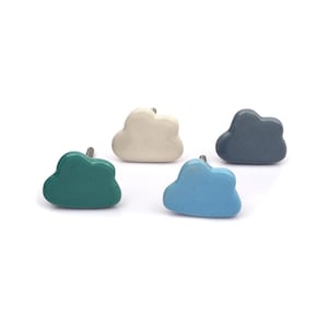 Handcrafted Cloud Ceramic Unique Pastel Multicolor Kids Room Cabinet Pulls (Set of 1 Knob)