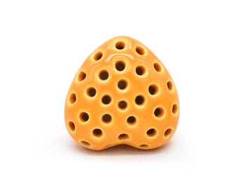 ハート型イエローアクセントノブ：子供用ドレッサー引き出し取っ手（ノブ1個セット）