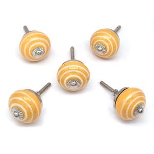 YELLOW WHITE Mosaic Ceramic Handcrafted Knobs Vintage Chic Cabinet Wardrobe Drawer Handles Pulls !