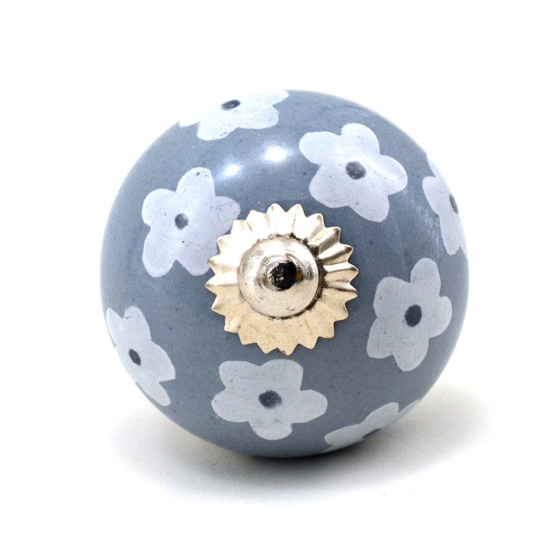 The Original Grey and White Cupboard Door Knob Round Shape / Etsy