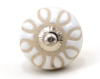 Keramische witte crème kastknop: porseleinen lade- of deurkruk (set van 1 knop)