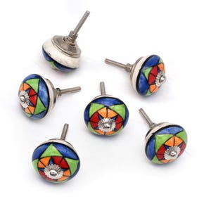 Boutons en céramique peints à la main - Poignées de tiroir de meubles colorées (Ensemble de 1 bouton)