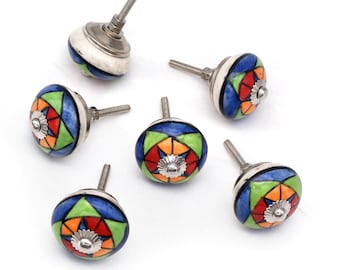 Hand-Painted Ceramic Knobs – Colorful Furniture Drawer Pulls(Set of 1 Knob)
