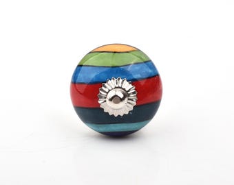 Cabinet Knob Mosaic Ceramic: Hand Painted Vibrant Drawer Handle(Set of 1 Knob)