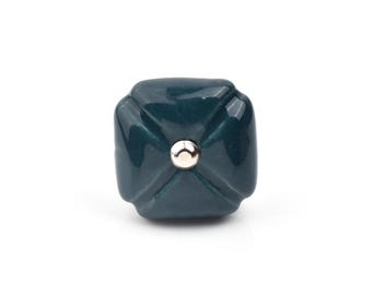 Dark Green Square Resin Knobs: Modern Cabinet Hardware(Set of 1 Knob)
