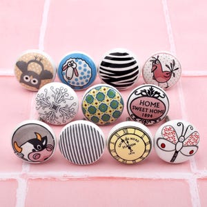 White Color Knobs Ceramic: Decorative Flower Cabinet Pulls for Children's Room(Set of 1 Knob)