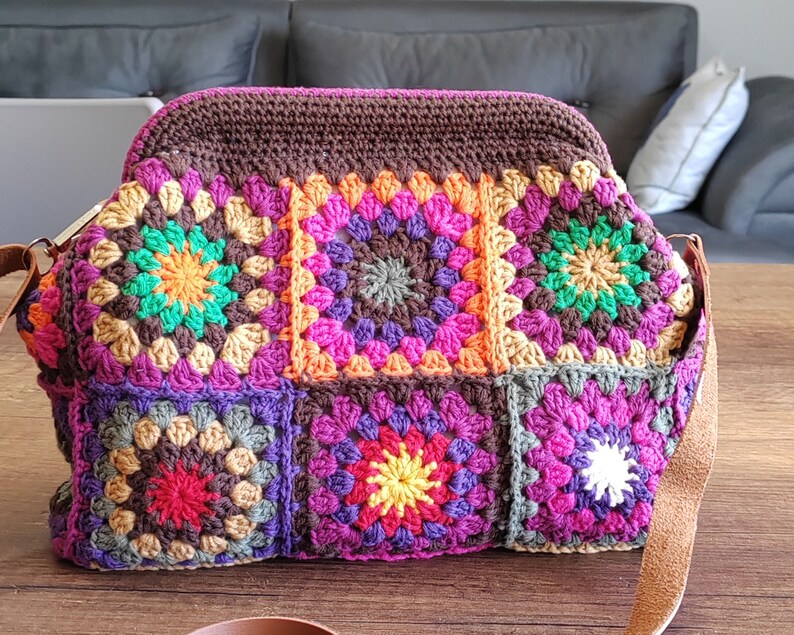 Crochet Hidden Frame Bag, Granny Square Clutch With Clasp Frame, Crochet Evening Purse, Bohemian