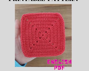Granny Square Pattern, Solid Granny Square Motif Pattern, Crochet Sampler,How To Make Simple Crochet Granny Square Motif İnstruction