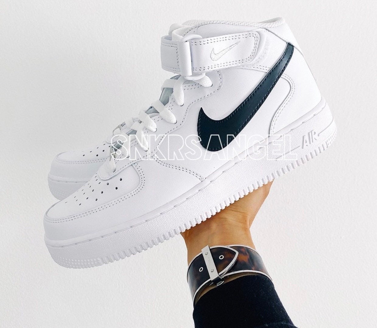 airforce ones with black swoosh
