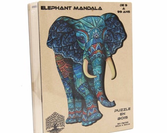 Adult puzzle wooden animals ELEPHANT mandala Animal puzzle idea gift wall stickers offered Montessori learning toys puzzle