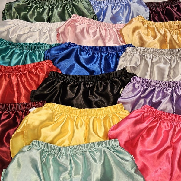 NEW - Liquid Satin Bed Shorts sizes Small to 4XL, 17 Colours - Choose your colour & Size