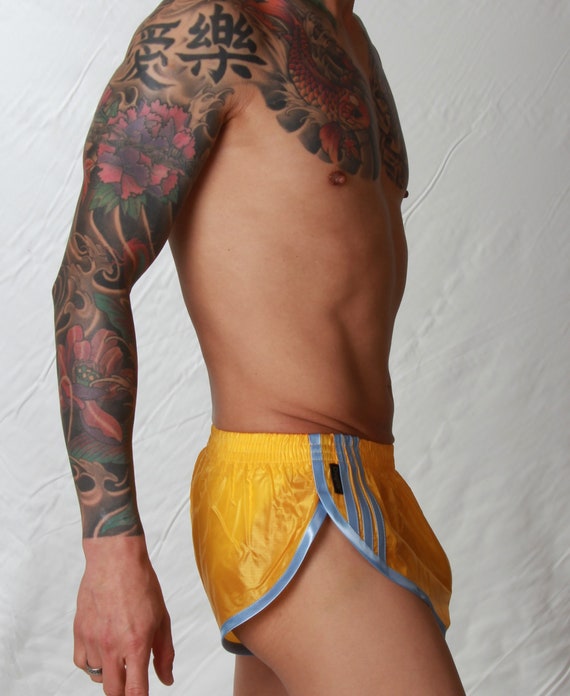 Soft Ripstop Nylon Hi Cut/low Rise Sprinter Shorts Sizes Small to 4XL Gold  & Sky Blue -  Norway