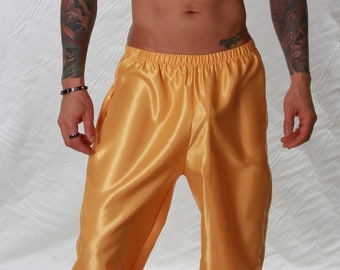 Polyester Satin Bed/Lounge Pants - Sizes Small to 4XL - Gold