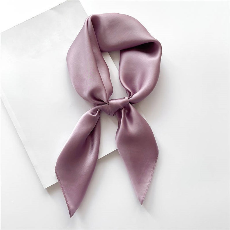 Solid Plain Color 68cm Silk Scarf, Women's Scarf, Fashion Scarf, Bandana, Headband, Scrunchie, Gift Idea, Virginia Blossoms Plain Color zdjęcie 6