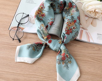 Foulard carré 70 cm au toucher soyeux, écharpe pour femme, chouchou, accessoire de sac, bandana, foulard, idée cadeau