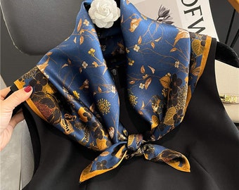 Autumn Leaves 68cm 100% Silk Scarf, Women's Scarf, Fashion Scarf, Bandana, Headband, Scrunchie, Bag Accessory, Virginia Blossoms