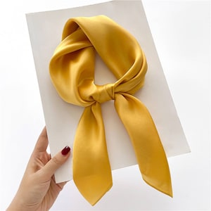 Solid Plain Color 68cm Silk Scarf, Women's Scarf, Fashion Scarf, Bandana, Headband, Scrunchie, Gift Idea, Virginia Blossoms Plain Color zdjęcie 8
