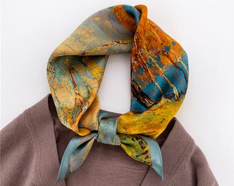Square Silk Plaid Scarf Headscarf Headband Neck Scarf Purse Scarf